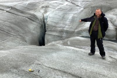 Peter Simonsen near Glacier crack